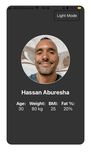 Bold fitness tracking app profile page
