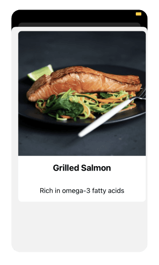 Bold fitness tracking app native recepies carousel